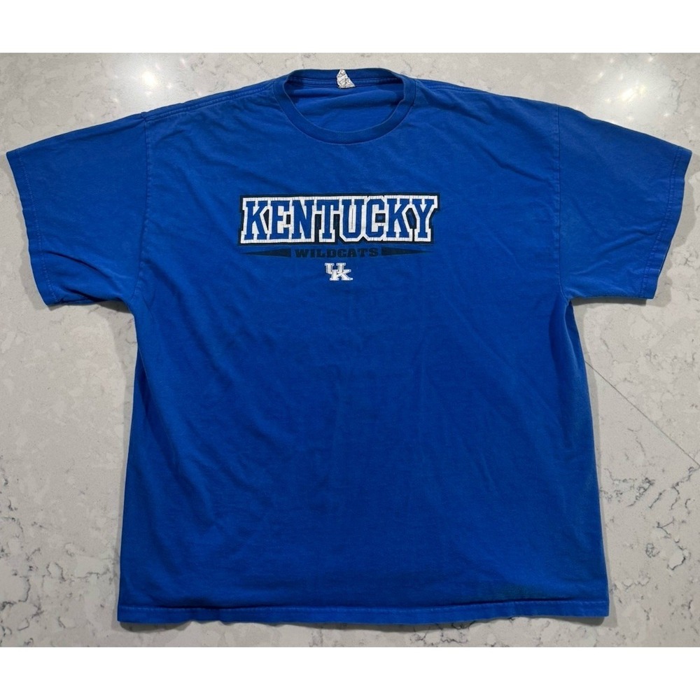 VTG Kentucky Wildcats T-Shirt Mens 2XL Blue Short Sleeve UK Basketball NCAA Y2K